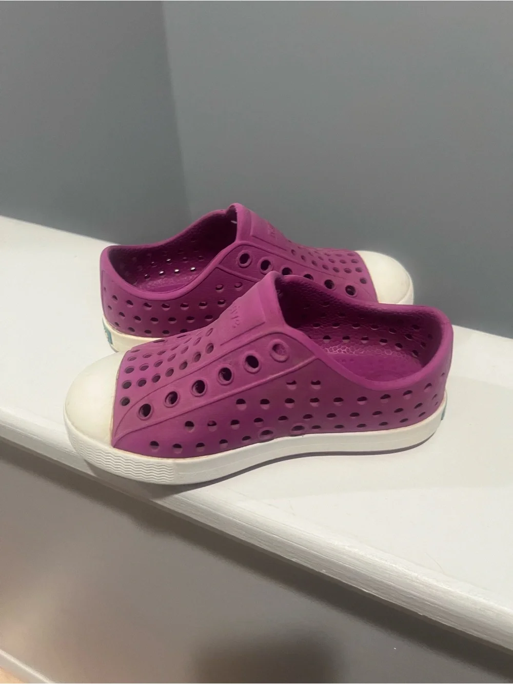 Native C7 Purple and Cream Kids Slip On Water Friendly Sneakers